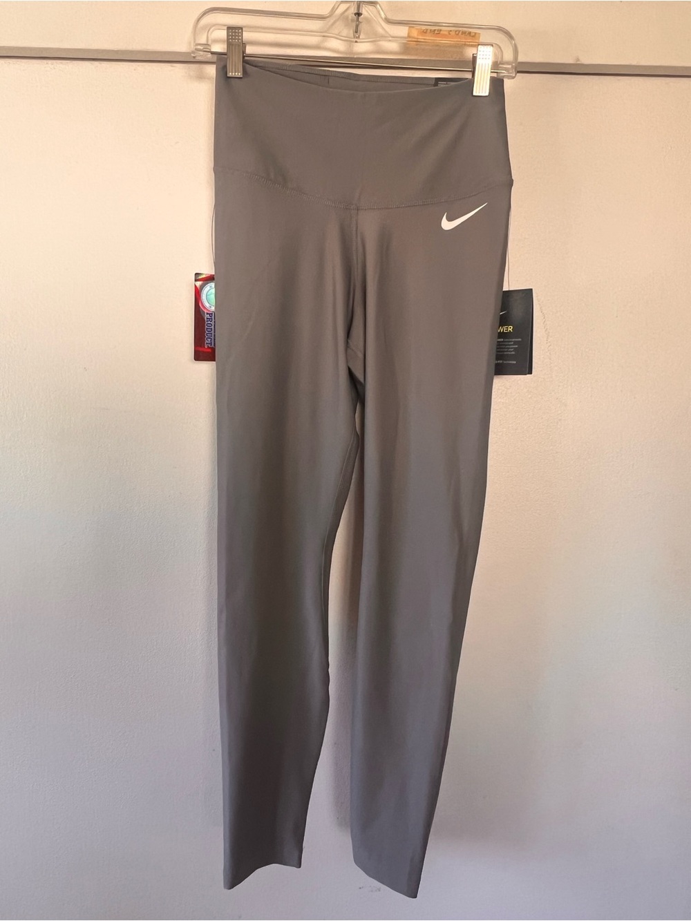 Nike Gray Sculpt Victory Tight-Fit Leggings with White Swoosh